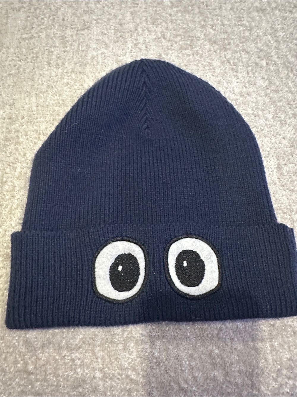 Kids Navy Beanie Hat with Playful Eyes